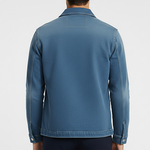 Chaqueta Vaquera Personalizable para Hombre, Azul, Algodón, Casual, Cierre de Botones, Corte Regular, para Otoño, con Logotipo Bordado - Product Image 3