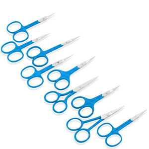 Ciseaux à cuticules droits en acier inoxydable de qualité supérieure, outils de beauté pour nail art, à pointe bleue et angle varié, argentés - Product Image 4