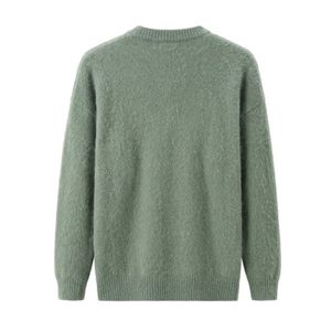 Pulls personnalisés respirants et confortables, couleur vert sauge uni, toucher doux, col en V côtelé, légers, vente en gros - Product Image 2