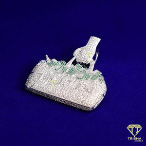 Designer Money Bag Pendant with VVS Moissanite Diamonds and 925 Sterling Silver Streetwear Jewelry - Product Image 2