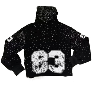 Pull-over doux oversize streetwear en polaire brodé avec lettres et strass, style vieilli, collection hiver 2026, vente en gros OEM - Product Image 2