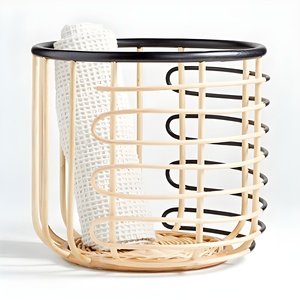 Cesto para la ropa sucia negro, cestas de almacenamiento de ratán natural, organizador para el hogar de la más alta calidad - Product Image 2