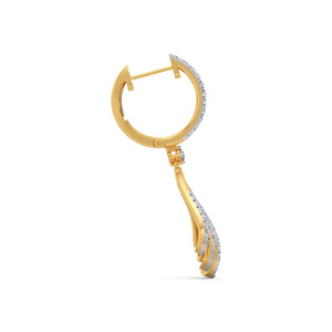 ต่างหูขนนกสีแดงทองแบบหยดน้ำ - Product Image 3