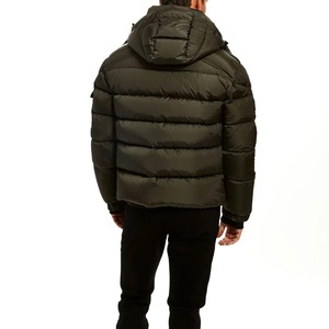 Men's Olive Green Hooded Puffer <b>Jacket</b> Waterproof Windproof Polyester Filled Winter Casual Zipper Closure Thick Insulated High - Product Image 2