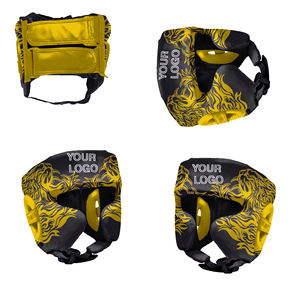 Casque de boxe en cuir intégral personnalisé et imprimé OEM avec protection mentonnière pour le kickboxing – Protège-têtes personnalisés - Product Image 6