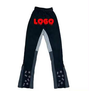 Pantalon de survêtement évasé personnalisé pour homme, 100% coton, avec bandes latérales noires - Product Image 2