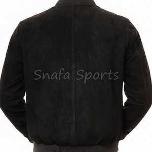 Sheepskin <b>Shearling</b> Leather <b>Jacket</b> Casual <b>Jacket</b> with Zippered Closure Genuine Leather <b>Bomber</b> <b>Jacket</b> for Men's - Product Image 5