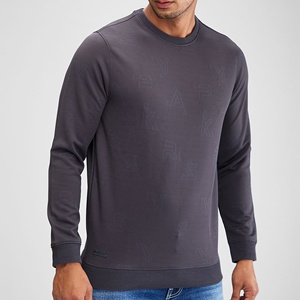 Sweat-shirt en tricot jacquard pour homme, manches longues, col rond côtelé, pull personnalisé gris anthracite, fabricant de vêtements OEM - Product Image 6