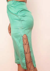 Nueva Falda Ajustada con Pedrería Verde, Cintura Alta, Corte Entallado, Brillante, Mini Falda para Fiesta, Club, Noche, Moda - Product Image 2