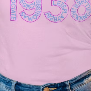 Camiseta de Manga Corta con Pedrería Rosa 1938 para Mujer, Camisa Informal Moderna con Estampado Gráfico, Ropa de Moda, Cómoda para Uso Diario - Product Image 5