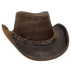 Sombreros Vaqueros de Cuero Genuino para Hombre y Mujer, Nueva Moda Ecuestre, Sombrero Vaquero de Cuero con MOQ Bajo - Product Image 3