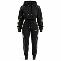 Ensemble de survêtement d'hiver en polaire pour femme, avec broderie, patchwork et strass, léger, deux pièces, streetwear, uni, respirant