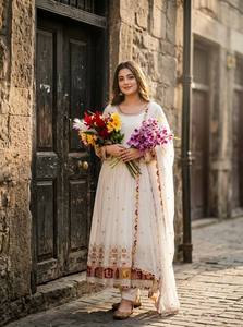 Elegante Traje Anarkali para Mujer, Chiffon, Dupatta Bordada, Salwar Kameez, Traje Tradicional para Fiesta o Boda - Product Image 2