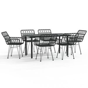 Ensemble de salle à manger de jardin en acier noir avec grand espace de sièges - Product Image 2