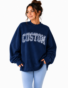 Wholesale Price Women’s <b>Navy</b> Mock Neck Oversized Sweatshirt Long Sleeve Loose Fit Casual Pullover Style New Fashion - Product Image 1