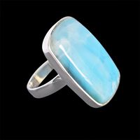 Cincin Perak Sterling 925 Asli Berhiaskan Batu Larimar Bentuk Persegi Panjang, Perhiasan Cantik Buatan Tangan, Hadiah Ulang Tahun Untuk Wanita