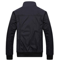 Blouson bomber noir pour homme, col montant, fermeture éclair, coupe-vent, décontracté, pour l'automne, en polyester, coupe ajustée, manches classiques
