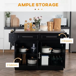 Carrello da Cucina Moderno Portatile Nero su Ruote con Piano in Acciaio Inox, Armadietti Contenitori, Porta Spezie Regolabile, Materiale in Legno MDF - Product Image 4