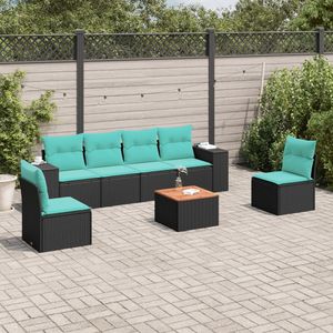 Set di Divani da Esterno in Polyrattan Nero, 7 Pezzi con Cuscini, Arredamento da Giardino in Stile Contemporaneo - Product Image 1