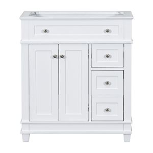 Mobile bagno autoportante da 30 pollici senza lavabo, 2 cassetti a chiusura ammortizzata, struttura in legno massello, mobili bagno gratuiti - Product Image 6