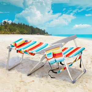 Sedia da Spiaggia in Tessuto Oxford a Righe Arcobaleno, Capacità 100kg, 63*70*99cm, Tubo in Alluminio Rinforzato, Colore Bianco Argento - Product Image 5