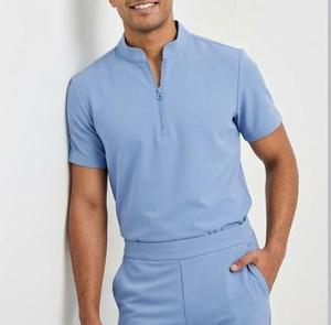 Mens Light Blue Medical Hospital Custom <b>Uniform</b> Set <b>Scrub</b> Set - Product Image 1