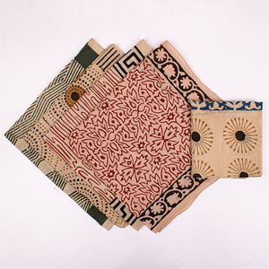 Ensemble de bandanas Bagru en coton faits à la main, multi-imprimés, style luxe, bandanas indiens bohèmes, foulard pour le cou, accessoires pour cheveux vintage - Product Image 4