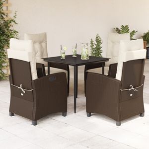 Set da Pranzo da Giardino in Rattan Marrone Crema per 4 Persone, Resistente alle Intemperie, Arredamento da Esterno in Stile Contemporaneo - Product Image 1