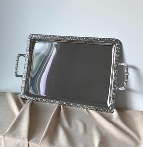 Elegant Rectangular Metal Serving <b>Tray</b> with Handles Luxury <b>Mirror</b> Polish Stainless Steel Decorative Plate for Hotel Wedding <b>Tray</b> - Product Image 2
