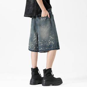Pantalones Cortos de Mezclilla Desgastados y Transpirables para Hombre, Estilo Vintage, Corte Recto Holgado, Cintura Media, Estilo Casual Urbano para Verano, Precio de Fábrica - Product Image 2