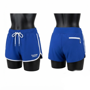 TAISON SPORTS Premium <b>Men's</b> 180 GSM Polyester Spandex Swim Shorts Blue White Piping Custom Logo Quick Dry Eco-Friendly - Product Image 1