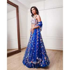 Belle broderie de fil multicolore travail soirée porter Lehenga Choli - Product Image 5