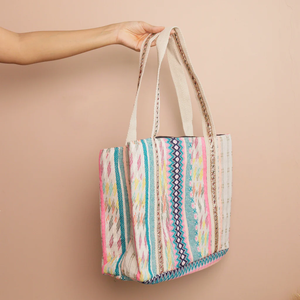 Sacs fourre-tout en coton perlé au design unique 2026 avec fermeture ouverte et broderie, prix de gros pour femmes par Whimsy Art Craft - Product Image 3