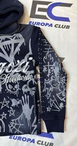 Sudadera con Capucha de Moda Urbana con Estampado Completo, Sudadera Personalizada con Contorno de Diamantes de Imitación para Hombre - Product Image 3