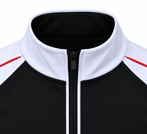 Ensemble de survêtement personnalisé pour femme avec fermeture éclair quart de tour, coloris blanc et noir, pour l'entraînement et le sport - Product Image 3