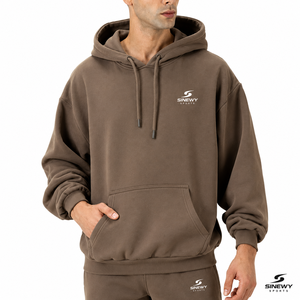 Sweat-shirt à capuche pour homme SINEWY SPORTS, polyester/coton, molleton, coupe classique, couleur unie, décontracté, vêtements d'automne, respirant - Product Image 5