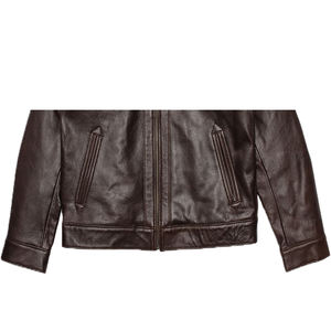 Veste d'hiver en cuir 100% de qualité supérieure pour hommes, fermeture éclair avec logo sur le devant, imperméable, coupe-vent, doublure en laine chauffante, OEM - Product Image 3