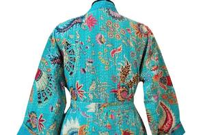 Bata Kimono de Algodón Suave y Transpirable con Estampado de Dibujos Animados Naaz Textile para Mujer, Camisón de Verano Hecho a Mano ODM con Cuello en V y Cintura Elástica - Product Image 2