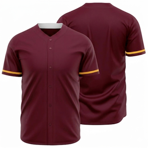 Camiseta de Béisbol Transpirable de Poliéster que Absorbe la Humedad, Manga Corta, con Patrón de Letras, Cierre Completo/Parcial con Botones, Antibacteriana - Product Image 2
