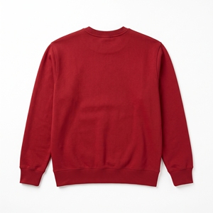 <b>Red</b> <b>Men's</b> Crew Neck <b>Sweatshirt</b> Printed Logo Front Regular Fit Casual Knitted 100% Cotton Spring Solid Color Pullover Streetwear - Product Image 2