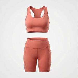 Conjunto Deportivo de Primera Calidad para Mujer, Ropa Deportiva Personalizada, Pantalones Cortos de Cintura Alta, Sujetador Deportivo, Ropa de Yoga, Ropa Deportiva Activa - Product Image 1