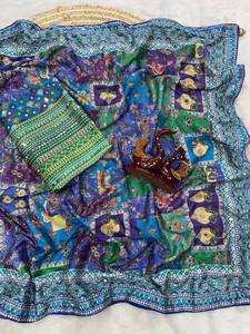 Sari festif en Zari doré, sari imprimé avec travail de miroirs, sari patrimoine doré, sari traditionnel en Chinnon avec véritable travail de miroirs - Product Image 6