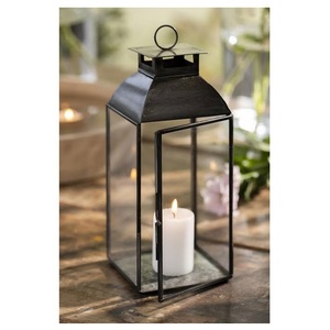 Juego de 2 Faroles de Metal de Cobre con Paneles de Vidrio, Diseño Moderno, Decorativos para el Hogar y Bodas - Product Image 3