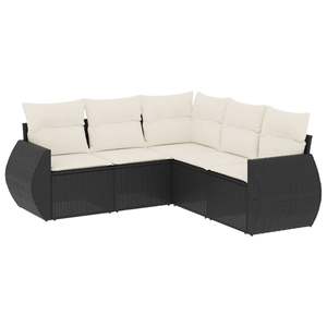 Conjunto de Sofá Modular de Jardín en Ratán Negro con Cojines de Espuma de Alta Densidad, Muebles de Exterior Impermeables, Diseño Contemporáneo - Product Image 4