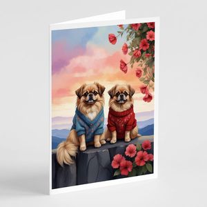 Pekingese การ์ดอวยพร A7สองหัวใจแปลกๆแพ็คการ์ดเปล่า8ใบพร้อม5x7ขนาดซองจดหมาย - Product Image 1
