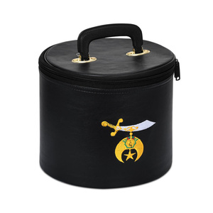 Shriners Fez Case Black Imitation Leather Custom Embroidery Premium Protective Travel Fez Storage Carrying Case OEM - Product Image 1
