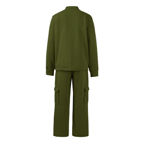 Best Quality Olive Green Tracksuit Full Sleeve Zipper Front Casual Loose <b>Fit</b> Cargo Pocket Autumn Wear Adult Size - Product Image 2
