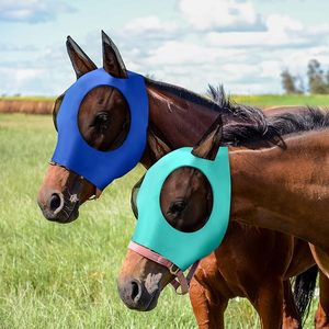 หน้ากากคลุมศีรษะป้องกันแมลงวันสำหรับม้า พร้อมที่คลุมหู ผ้าเนื้อนุ่มยืดหยุ่น ป้องกันรังสียูวี สำหรับฤดูร้อน ป้องกันแมลง ปรับแต่งได้ - Product Image 2