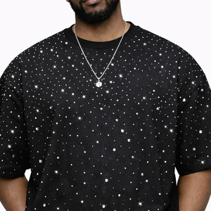 Luxury Custom Summer <b>Rhinestone</b> <b>Top</b> T Shirt Men Oversized 100% Cotton With Oversized Loose Fit Crewneck Casual Apparel Supplier - Product Image 3
