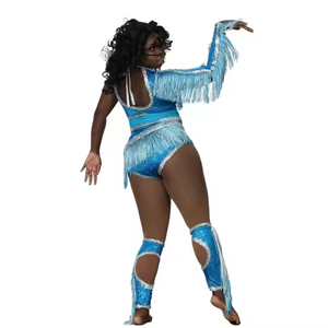 Tenues de danse majorettes métalliques personnalisées, avec paillettes et franges, pour spectacles sur scène, costumes de danseuses professionnelles - Product Image 4